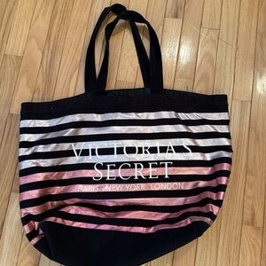 Victoria's Secret Black and Pink Metallic Tote